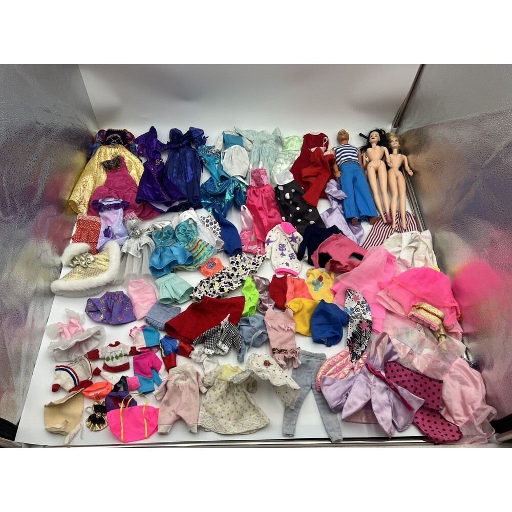 Huge Lot Of 79 Barbie Doll Clothes Vintage 70’s 80’s 90’s- 3 Barbie Dolls Ken